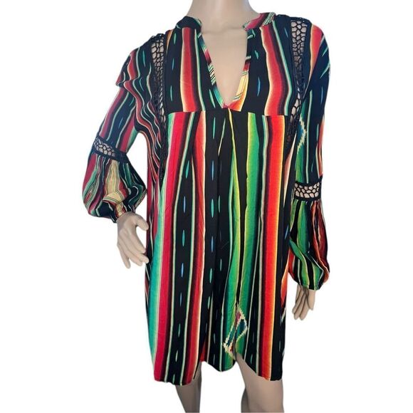 L&B Lucky And Blessed Loose Fit Striped Mini Dress With Knit Detailing - Picture 1 of 5
